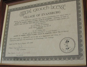 Evansburg Alberta  elects a Town Grouch each year