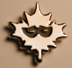 Buddy the sunglass wearing maple leaf lapel pin from Canada Cool